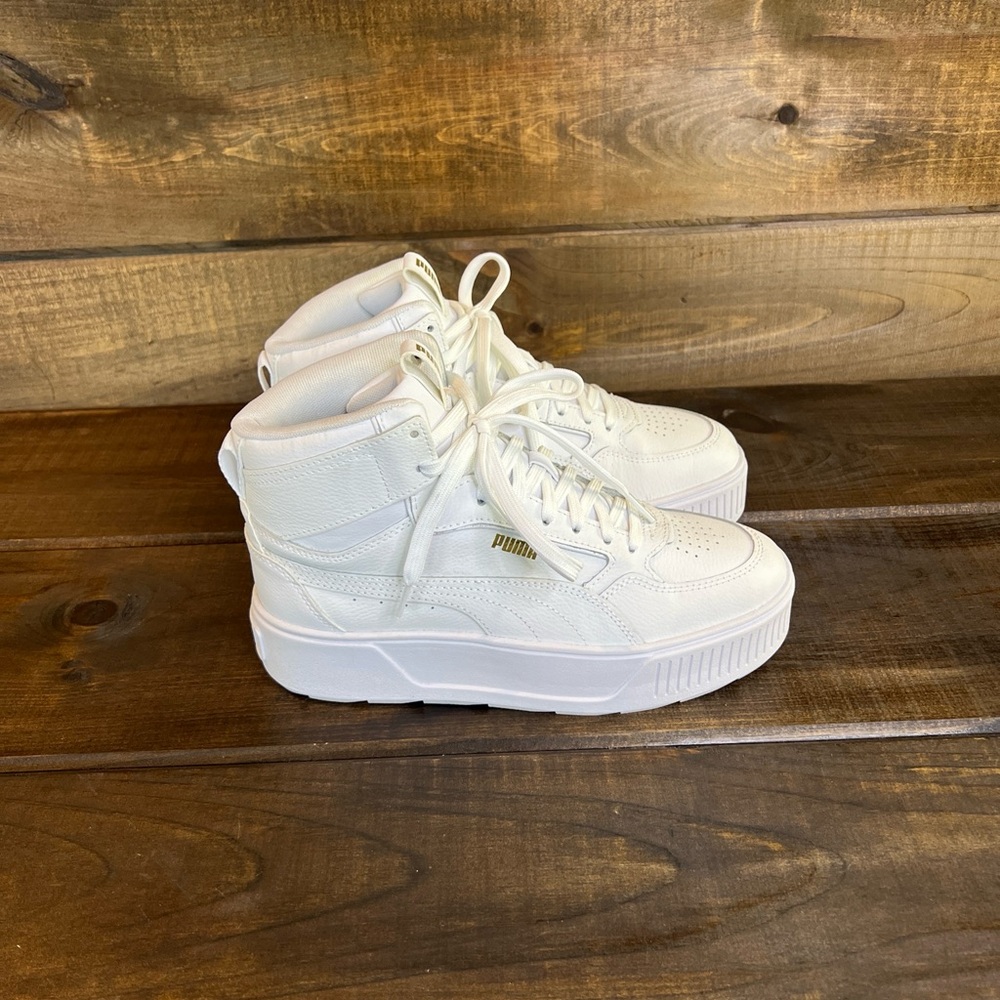 PUMA Karmen Rebelle Mid White Platform Sneakers Shoes Women Size 8
